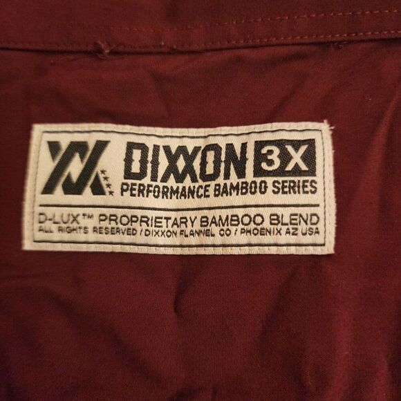 Dixxon Button Up Short Sleeve Performance Bamboo Shirt Mens 3XL Maroon Red - Picture 8 of 9